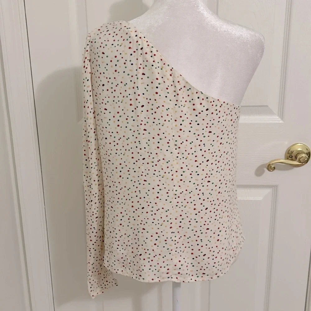 Reformation Francine One Sleeve Shoulder Top Birthday Polka Dot Size Small